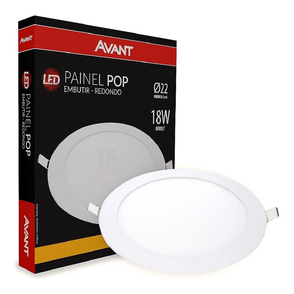 Painel de Led 18W Embutir Redondo Branco Frio 6500K Avant