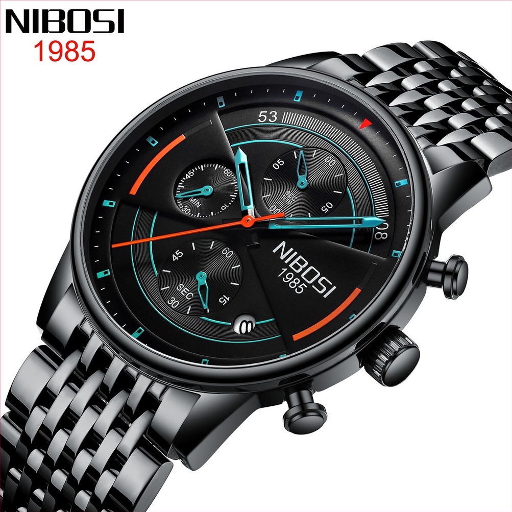 NIBOSI 2021 Mens Relógios Top Marca De Luxo Esporte Cronógrafo De Quartzo Relógio De Pulso Data Relogio Masculino À Prova D 'Água - Watches