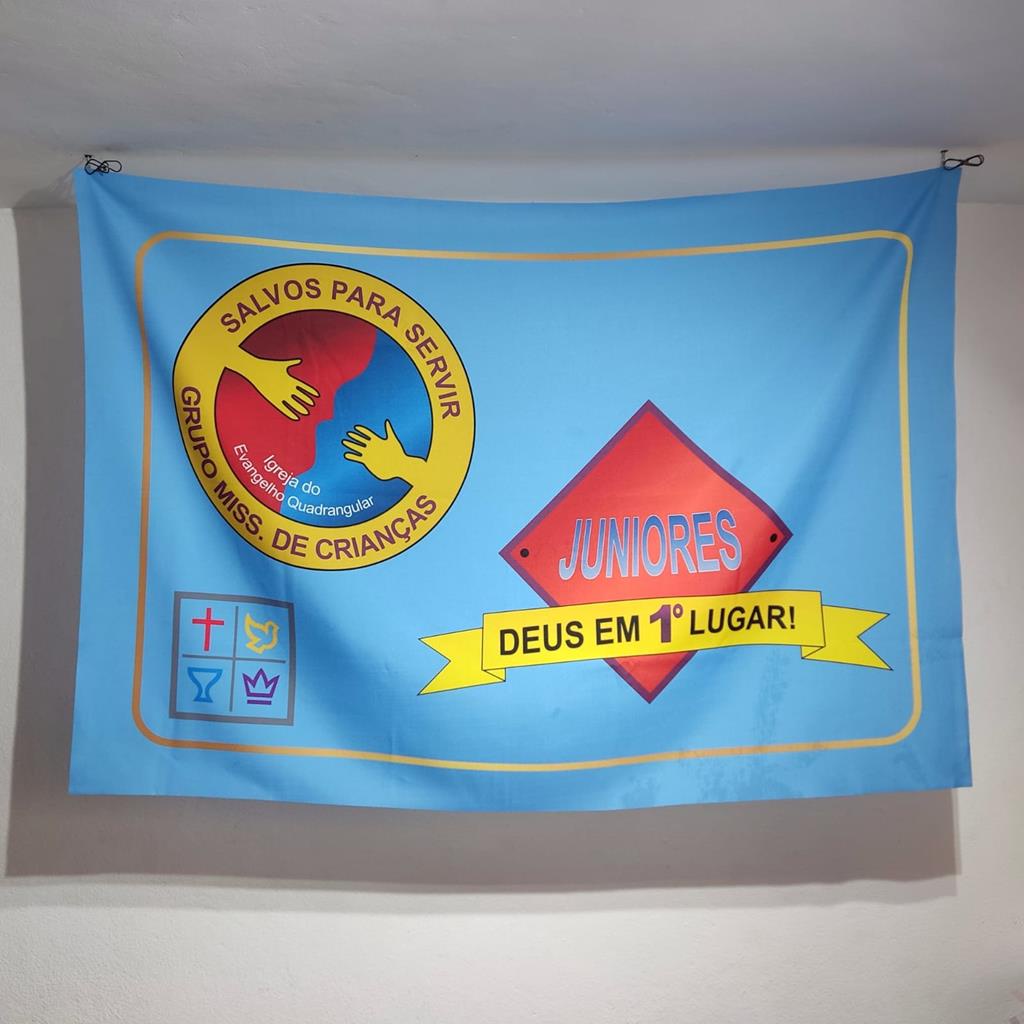 Bandeira Igreja Quadrangular Juniores cordeirinhos 1,50 x 1,00
