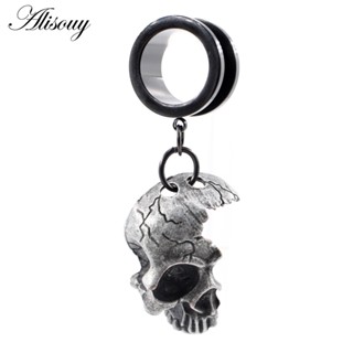 Alisouy 1PC Abelhas De Crânio De Aço Inoxidável Emaranhadas Túnel Expansor De Orelha Jóias De Perfuração Do Corpo