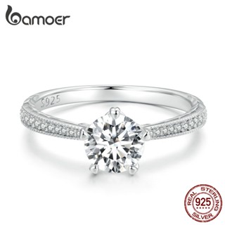 Bamoer Prata 925 Coração Eterno Anel De Casamento Moissanite Joalheria Para Casais