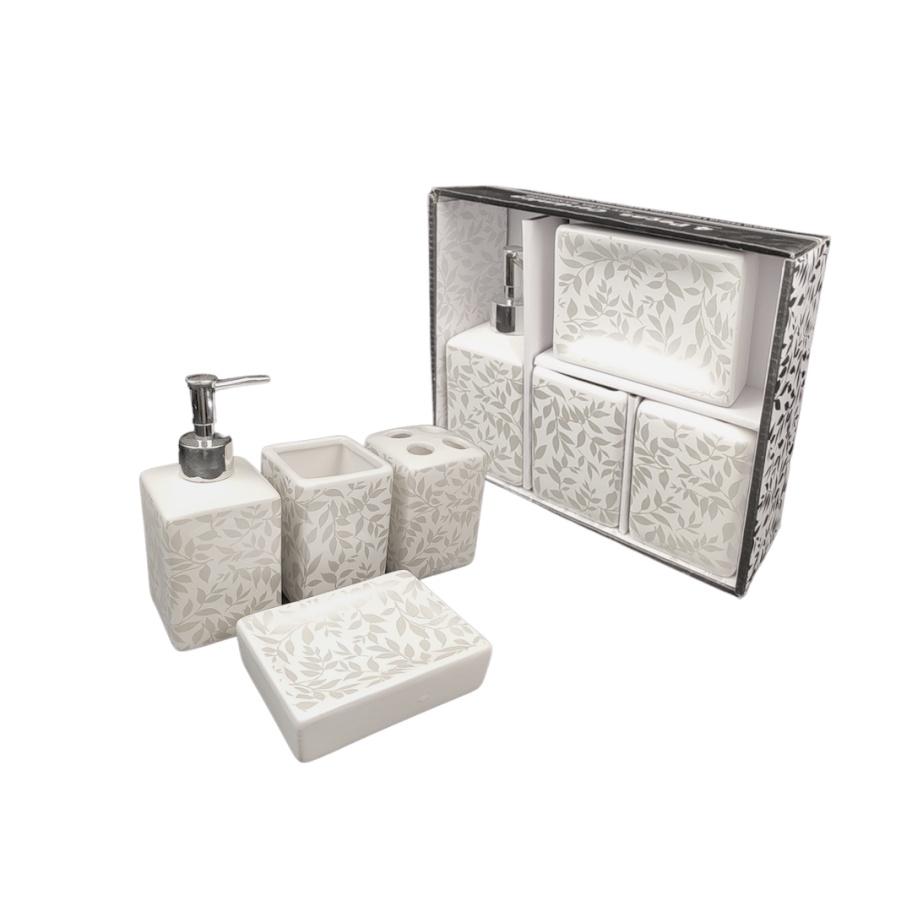 Kit Banheiro Pia Lavabo Conjunto 4 Pçs Porcelana Dispenser