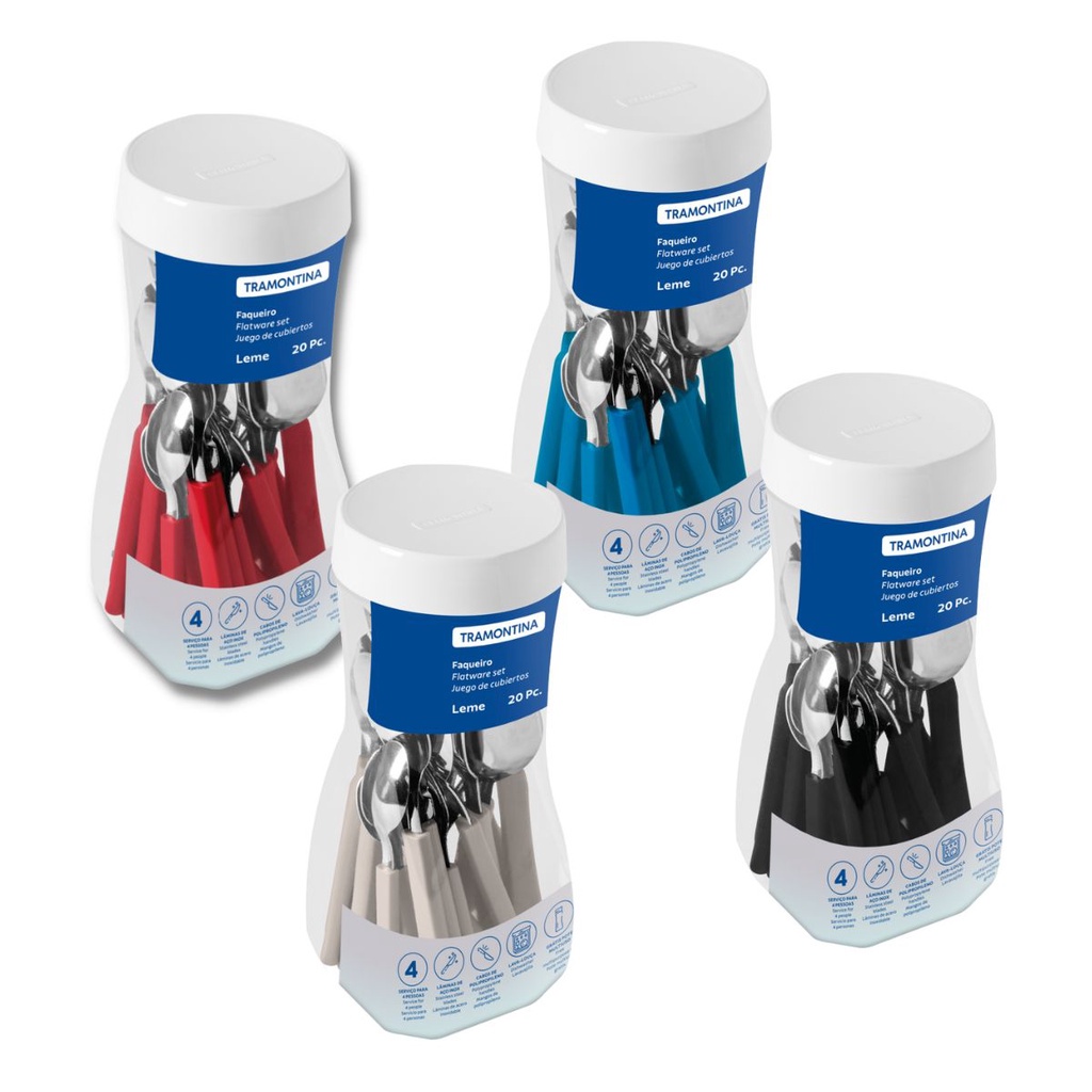 Faqueiro Tramontina Leme com Lâminas em Aço Inox e Cabos de Polipropileno 20 Peças