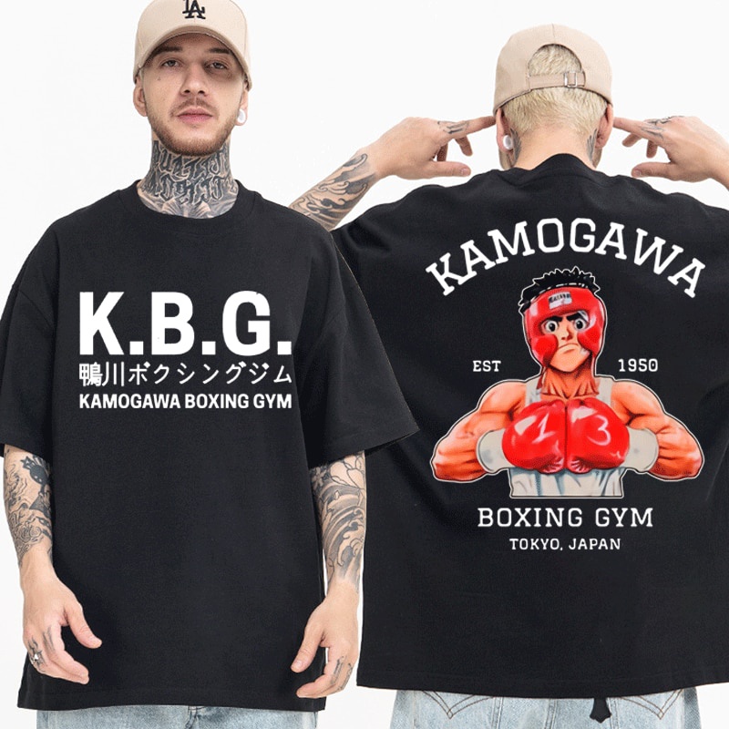 Anime Hajime No Ippo Kamogawa Ginásio Camiseta Homens Mulheres Makunouchi Takamura KGB Camisetas Impressas Roupas Harajuku Streetwear