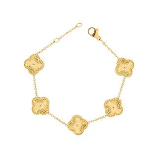 Bracelete de Quatro Folhas de Aço Titânio Clover Cinco Folhas de Aço Titânio Colar de Trevo Feminino de Temperamento ins Bracelet /