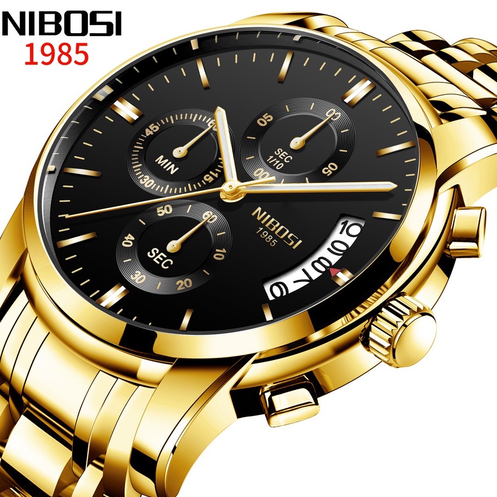 Relógio de Pulso/Quartzo NIBOSI de Luxo com Cronógrafo/Masculino