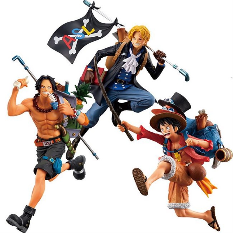 Action Figure Kit 3pçs One Piece Três Irmãos Luffy Ace e Sabo 14