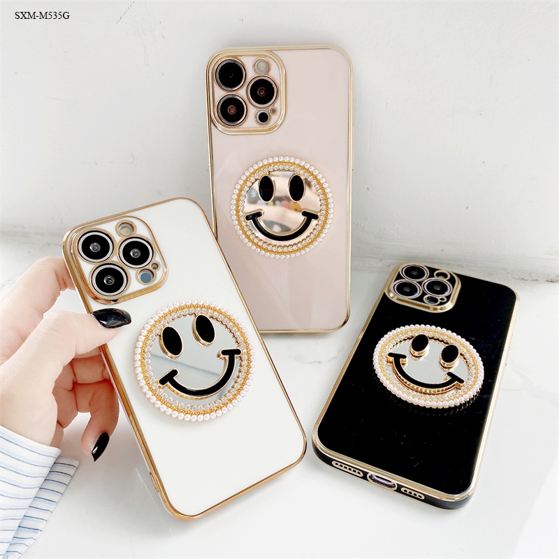 Samsung Galaxy M53 M33 M31 5G Para Capinha De Celular Pearls Smiling Face Mirror