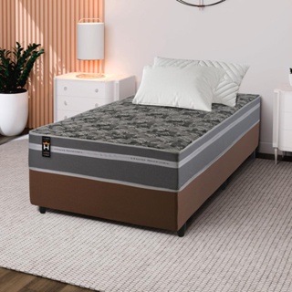 Conjunto Cama Box Espuma Miami Cinza Solteiro 96x203x62 em Oferta na Shopee