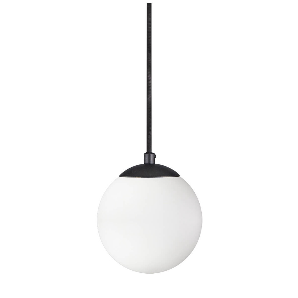 Pendente Globo Esfera de Vidro Branco Fosco 14cm - PRETO