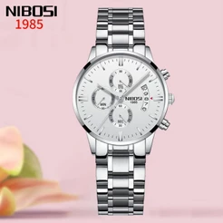 NIBOSI Novo Rel Gio De Luxo Feminino Marca Top Chronograph Rel Gio De Pulso De Quartzo Senhora Relogios Femininos Rel Gio 2309l Branco