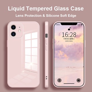 Capa Original De Vidro Temperado De Silicone Líquido Para IPhone 14 13 12 11 Pro Max/14 Plus De Proteção De Lente Celular