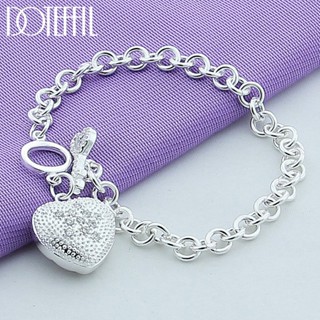 Prata AAA DOTEFFIL 925 Esterlina Zircônia Coração Chave 6 Polegadas Pulseira Para Mulher Charme Festa De Noivado Fashion Joias