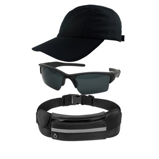Kit Bonés Liso De Aba Curva, Oculos De Sol, Pochete Impermeável - Esportivo, Unissex Para Corrida, Caminhada, Ciclismo