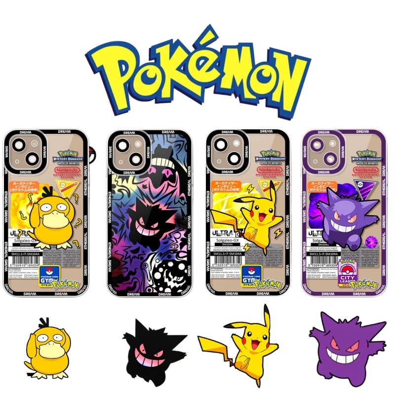 Jogo Anime Pokemon Pikachu Roxo Gengar Psyduck Capa Estampa Para Redmi Note  7 8 9 10 11 Pro 9A 9C 10A Desenho Fofo De Celular Em Silicone Transparente  - Corre Que Ta Baratinho