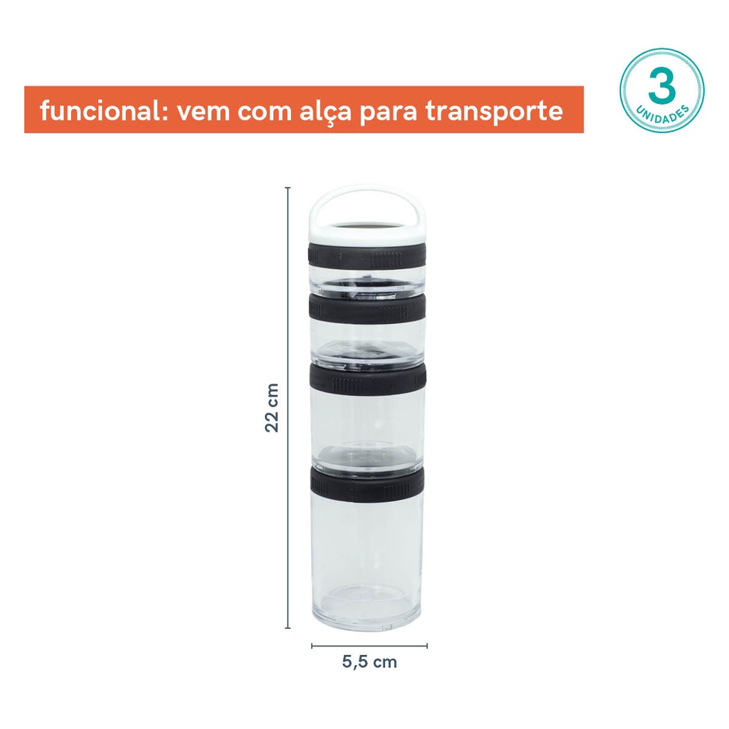 Detalhes do Mini Potes Empilháveis para Lanche