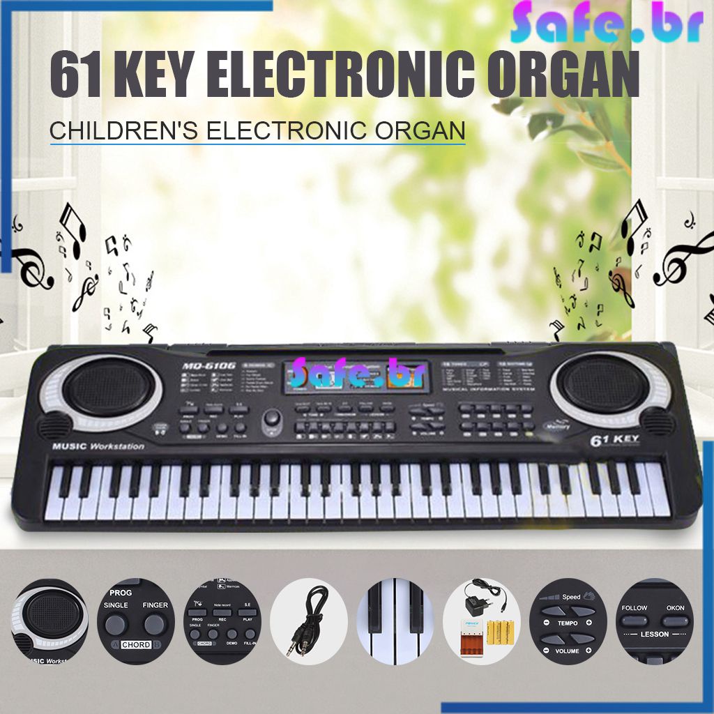 61 Chaves Digital Música Profissional Teclado Elétrico De Eletrônico Piano Com Microfone Para Crianças