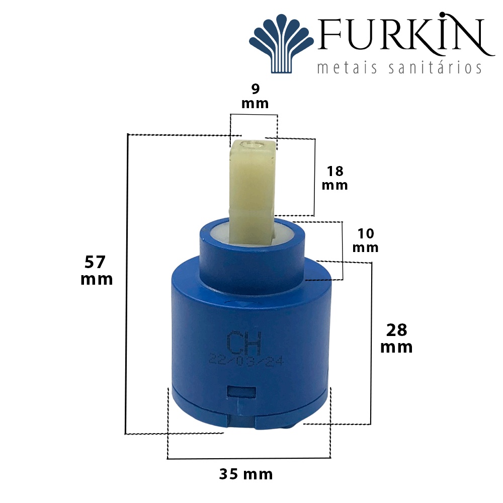 Reparo Cartucho Cerâmico para  Misturador Monocomando com medida de 35mm