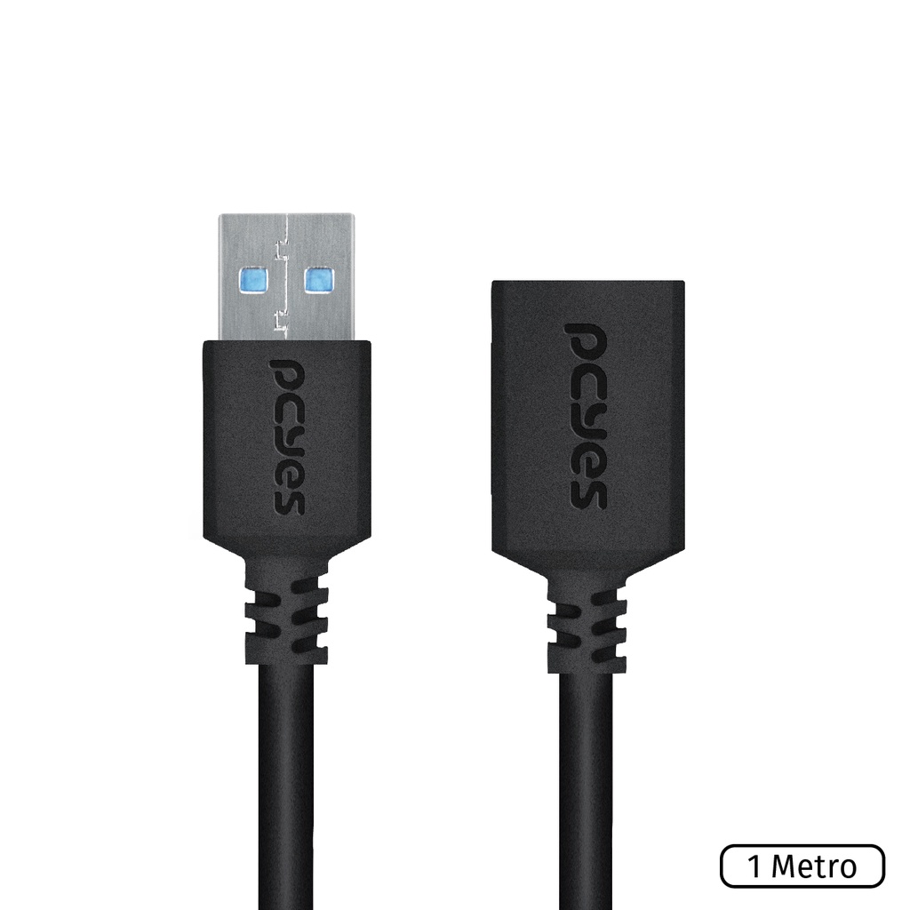 Cabo Extensor Usb A 3.0 Macho Para Usb A 3.0 Fêmea 28awg Puro Cobre  1 Metro - Puamf3-1