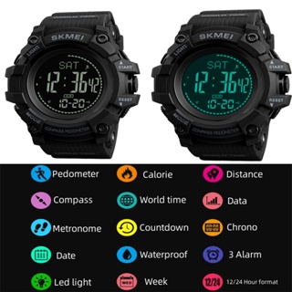 Relógios Esportivos Militares Masculinos Skmei Moda Grande Discador Soft PU Strap LED À Prova D'água Relógio De Pulso Digital Multifuncional Calorias Pedômetro em Oferta na Shopee