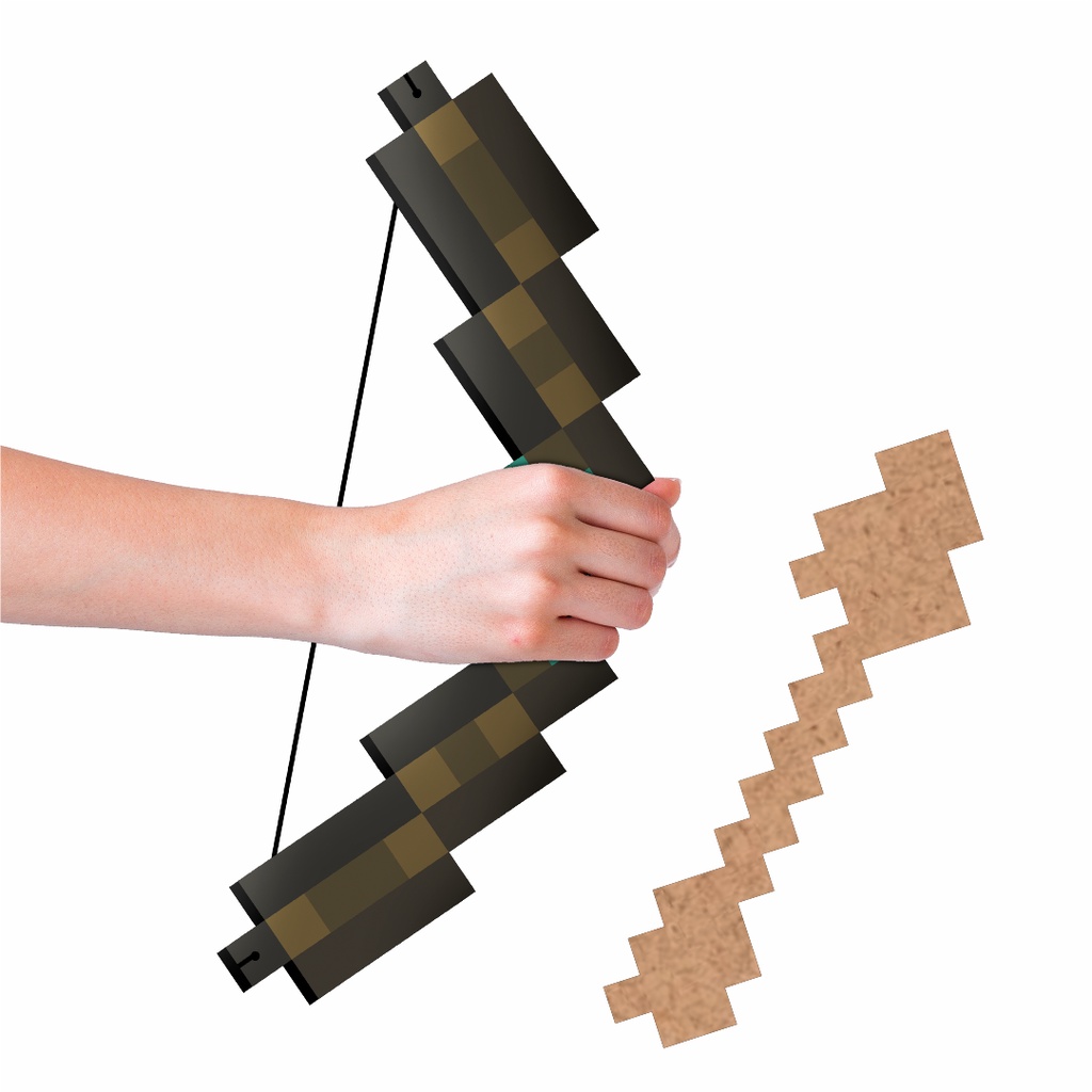 Arco e Flecha Pixel Diamante Brinquedo Mdf 24cm