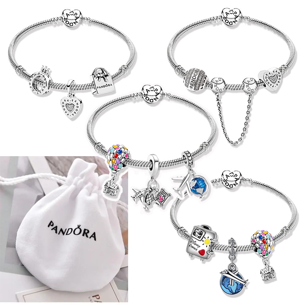 Pulseira de Pandora Prata 925 Bracelete Berloques com Bolsa de Veludo