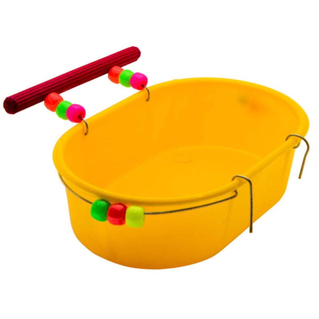 Banheira Decorada Com Poleiro Para Calopsitas Agapornis e Periquitos em Oferta na Shopee