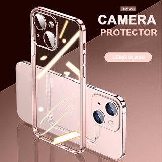 Capa Transparente De Luxo Para iPhone 14 11 12 13 Pro MAX Mini 7 8 Plus SE 2020 2022 X XR XS 14Plus 11Pro Protetora De Lente De Câmera De Revestimento Macio Traseira