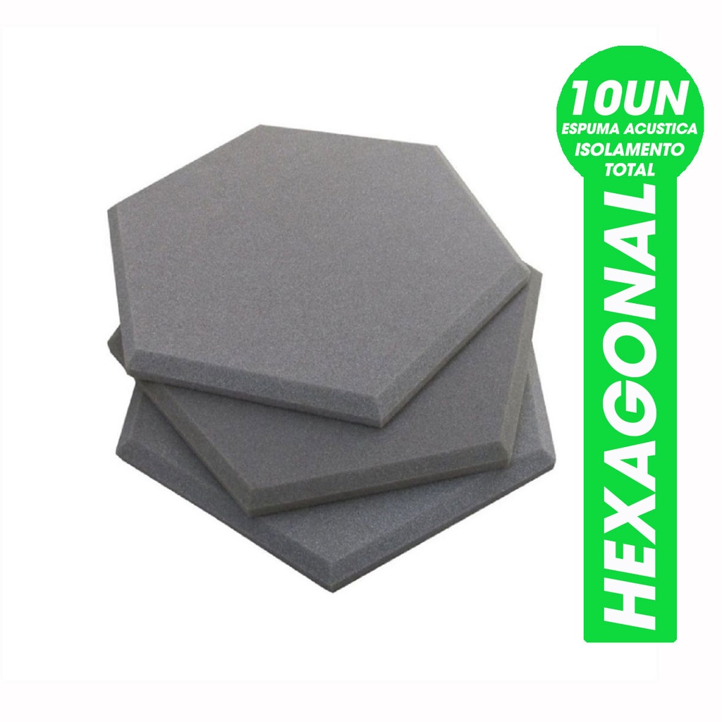 Kit 10 Paineis Acusticos Hexagonais Anti Ruido - Grafite 30x2