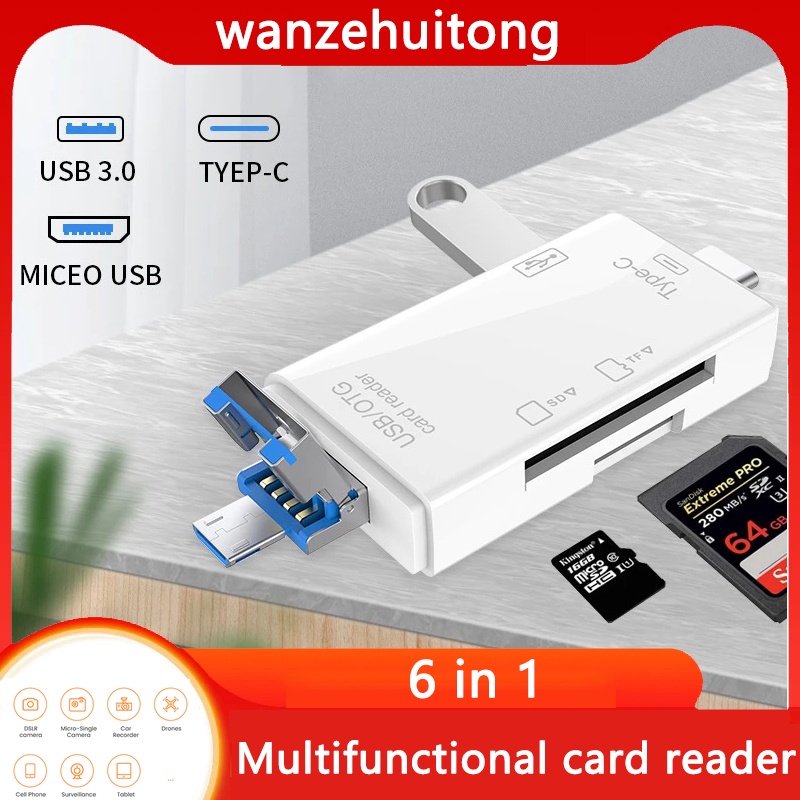 Em Multifuncional Usb Tipo C Micro Tf Sd Leitor De Cart O De Mem Ria Inteligente Otg Flash