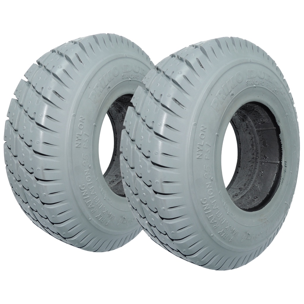 Kit 2 Pneus Cadeira de Rodas Motorizada Primo Durotrap 2.80/2.50-4 Maciço Cinza