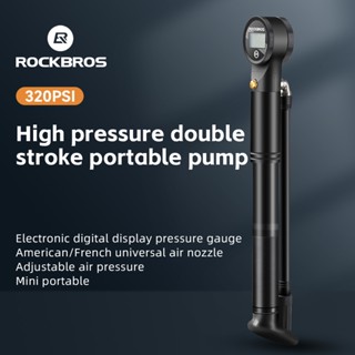 ROCKBROS Bomba De Bicicleta 320PSI Barômetro De Alta Pressão Inflador De Ar De Duas Tempos Mini Alumínio De Liga Presta Schrader Válvula