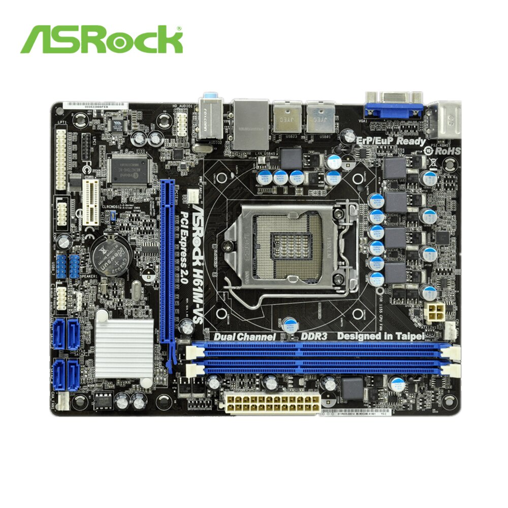 Placa Mãe De Mesa Para ASRock H61M-VS LGA 1155 DDR3 RAM 16G-Integrada H0VJ