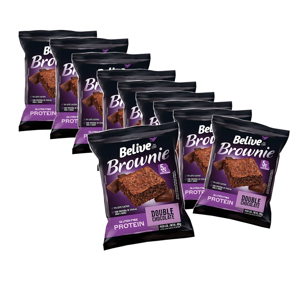 Brownie Protein Sem Glúten Double Chocolate  com 10 unidades de 40g - Belive em Oferta na Shopee