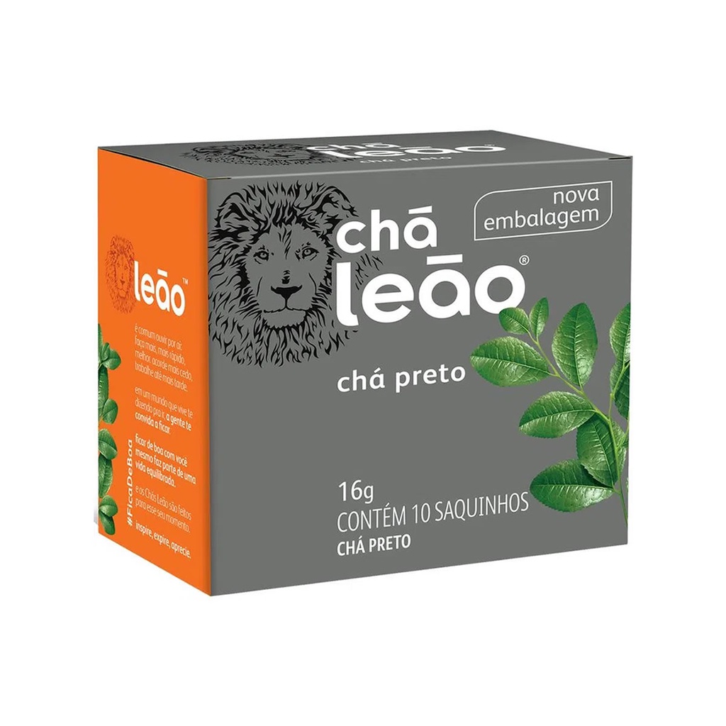 Chá Preto 10 sachês 1,6g - Chá Leão em Oferta na Shopee