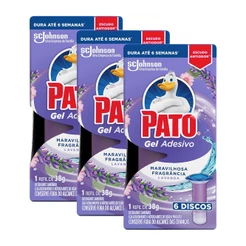 Kit 3 Refis Detergente Pato Gel Adesivo Lavanda 38g