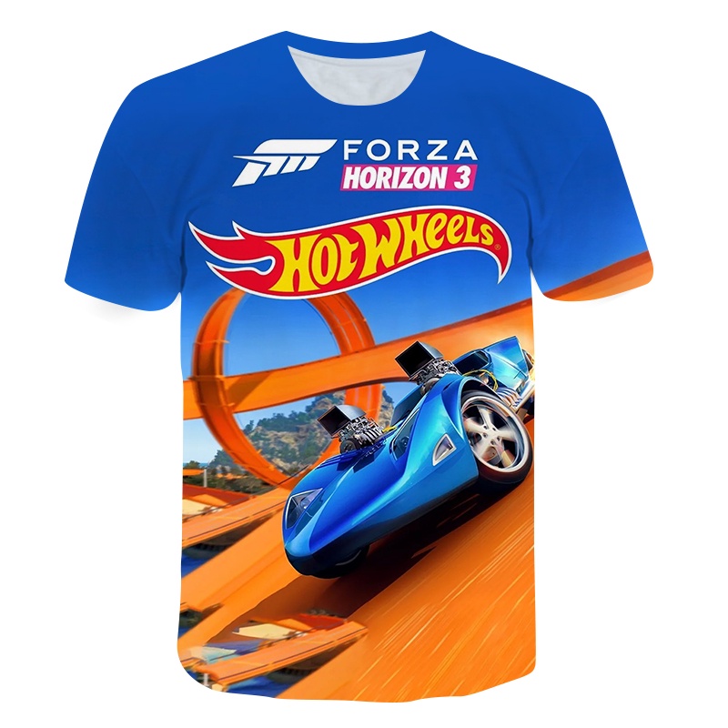 Kids Car Hot Wheels Top Summer T-Shirt 3D-Printed Short Sleeve Boys E Girls Street Wear Moda 4-14T Cute