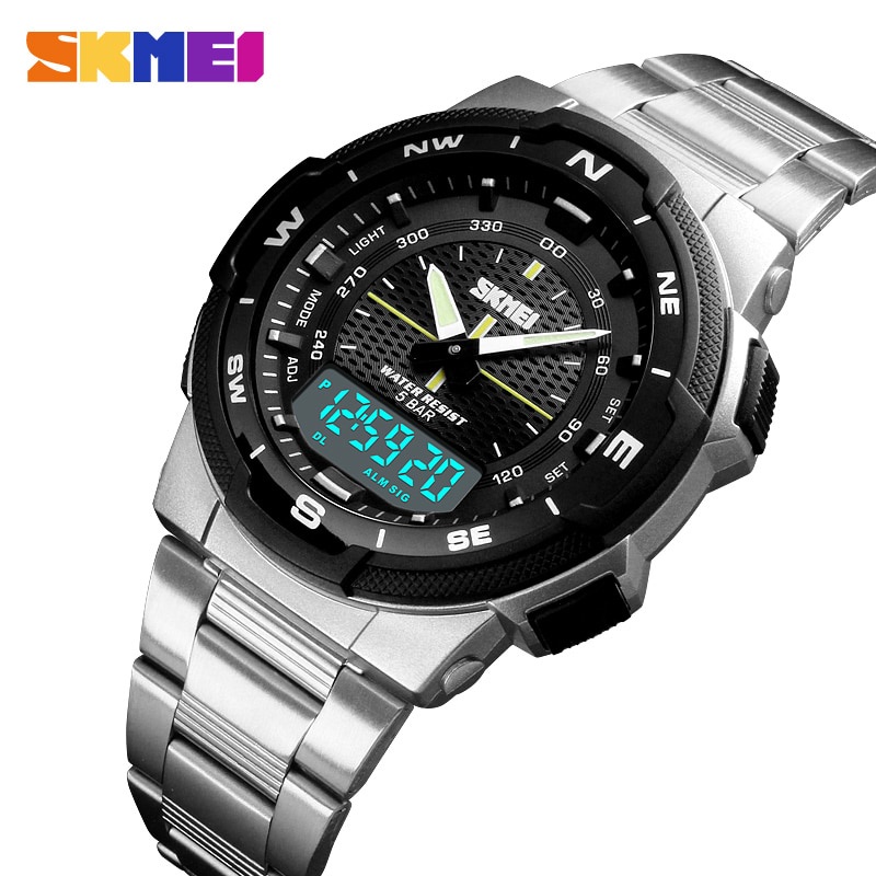 Relógio Homem Moda Quartzo Esportivo Masculino De Luxo SKMEI 1370 Relógios Marca Top Full Steel Business À Prova D'água Relogio em Oferta na Shopee