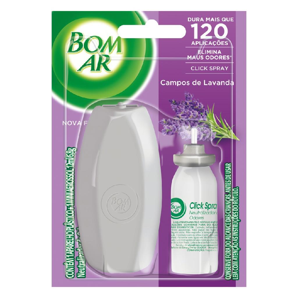 Aparelho Aromatizador Bom Ar Click Spray com Refil 12ml Lavanda - Home & Living