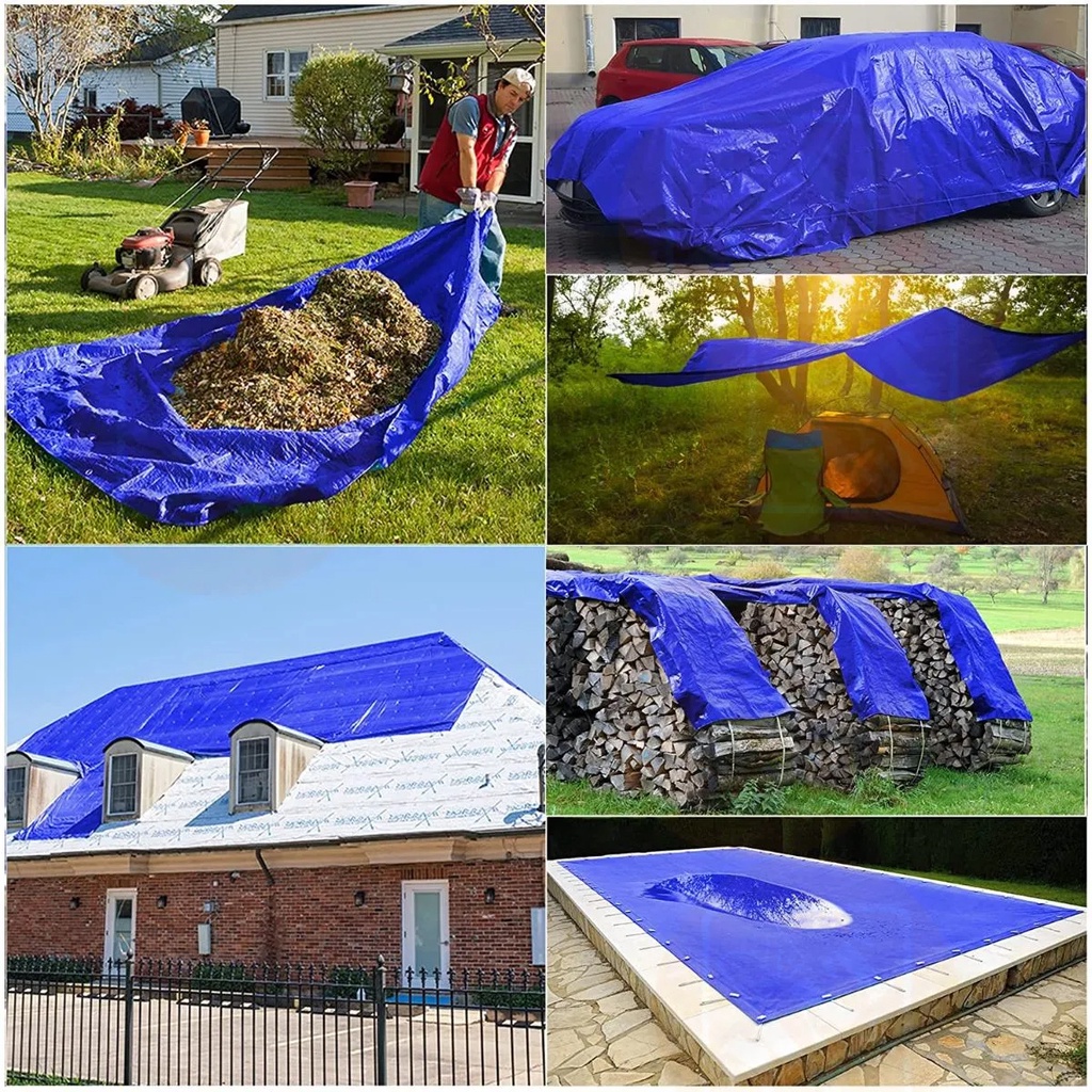 Lona Plastica Cobertura Impermeavel Azul 4x4 reforcada anti uv — imagem 2 de 2