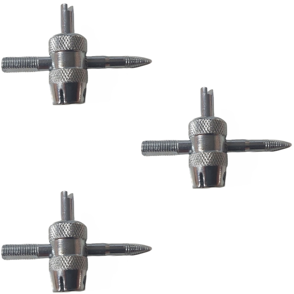 Kit Com 3 Chave Ventil Saca Válvula Extrator Pneu Ômega 4X1
