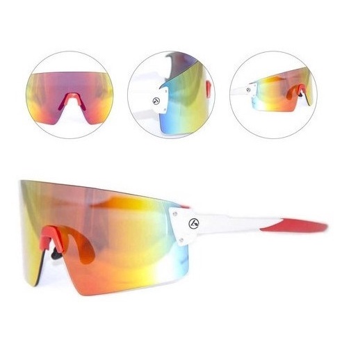 Oculos De Sol Ciclismo Absolute Prime Ex Branco Vermelho - Fashion Accessories
