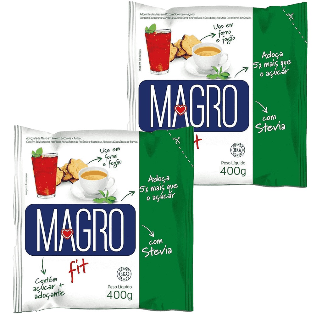 Kit 2un Açúcar Light Em Pó Com Stevia Adoçante - Magro Fit