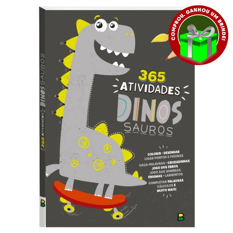 Livro 365 Atividades de Dinossauros | Todolivro Crianças Filhos Infantil Desenho História Brincar Pintar Colorir