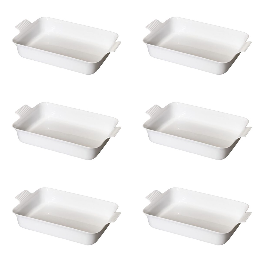Conjunto de Travessas Brancas Retangulares (6 Unidades) | Shopee Brasil