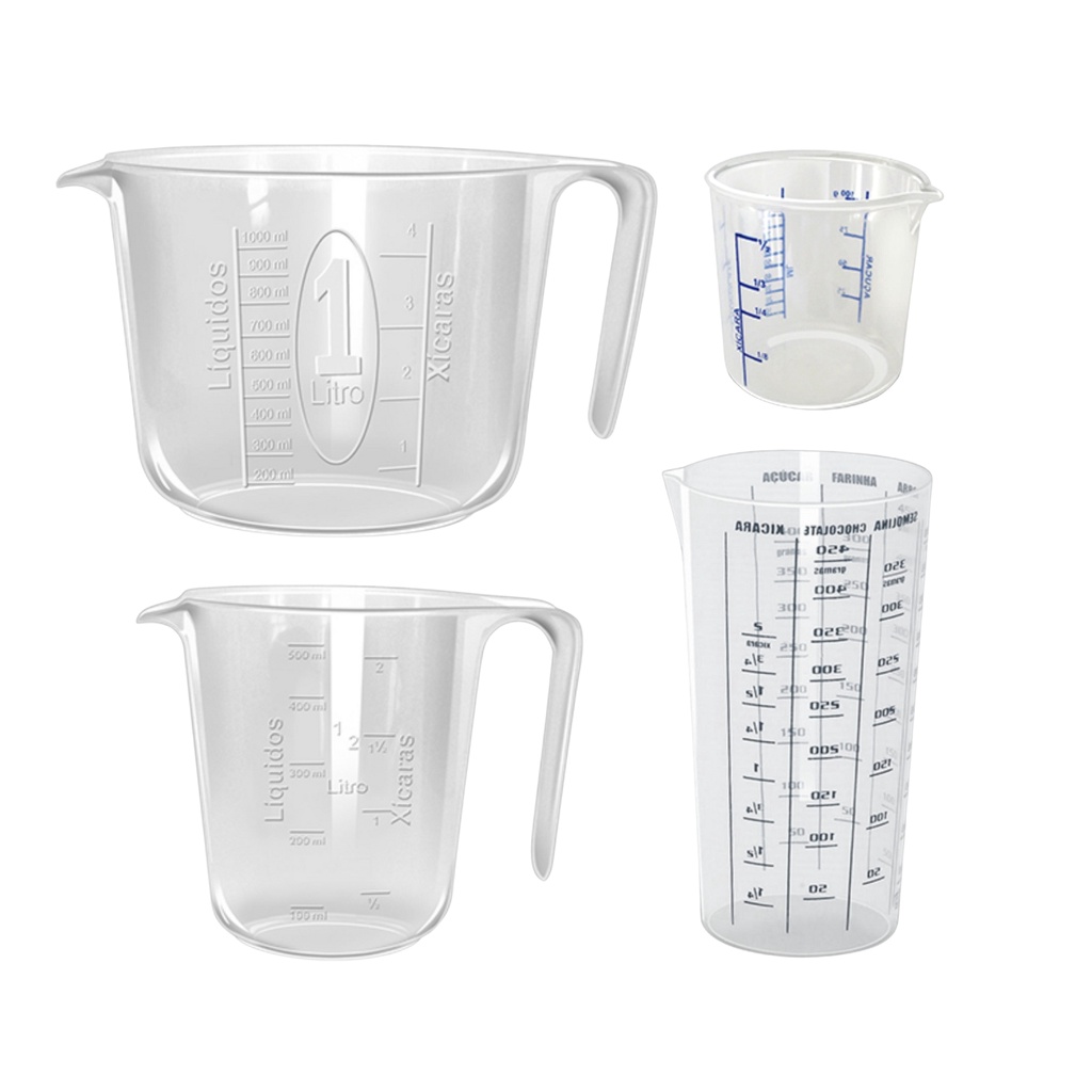 Kit 2 Jarra Medidora E 2 Copo Medidor Dosador Receitas