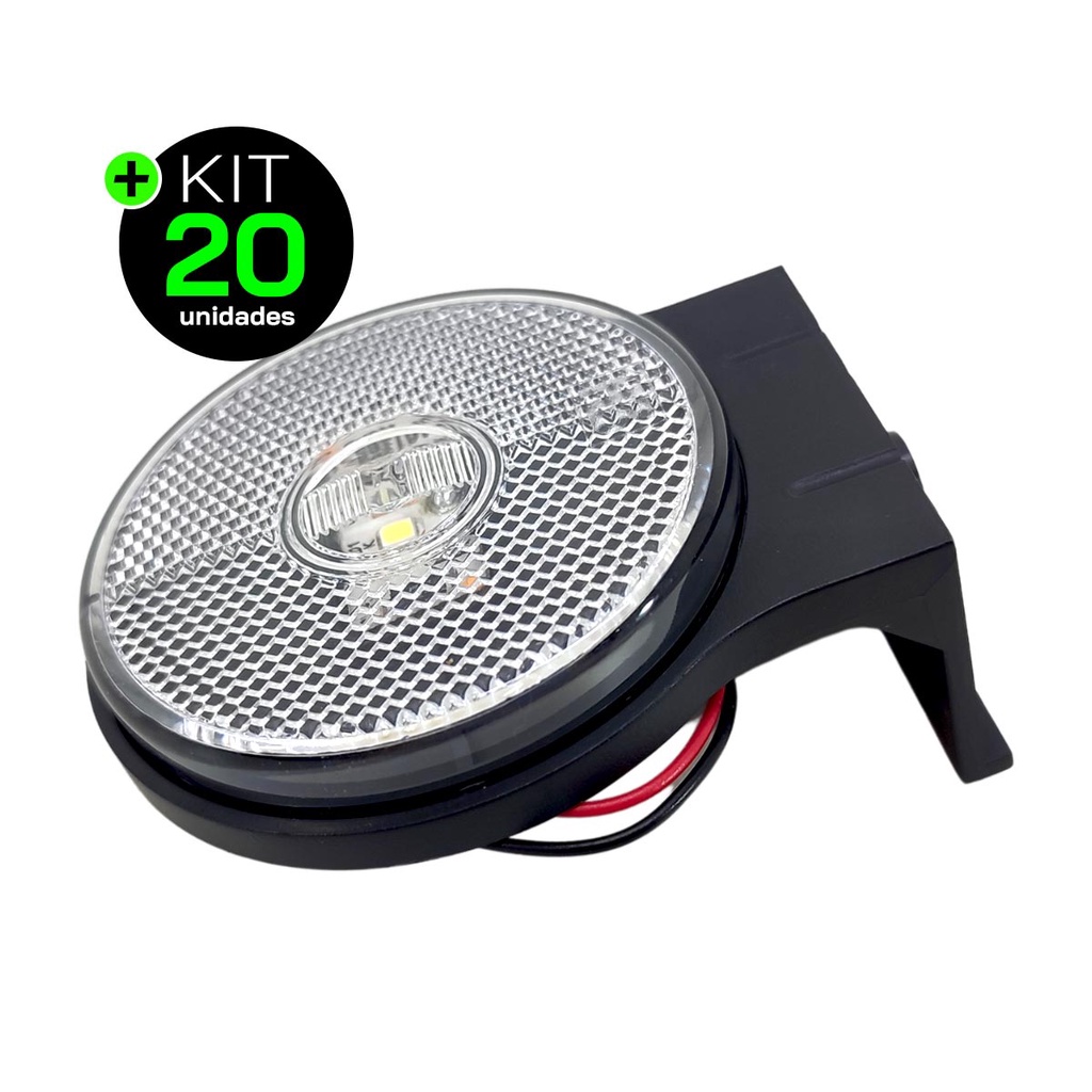 Kit 20 Lanternas Lateral Carreta LED Cristal 65mm com Suporte com Fio 12V 24V - Spare Parts and Accessories for Vehicles