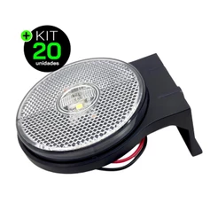 Kit 20 Lanternas Lateral Carreta LED Cristal 65mm com Suporte com Fio 12V 24V