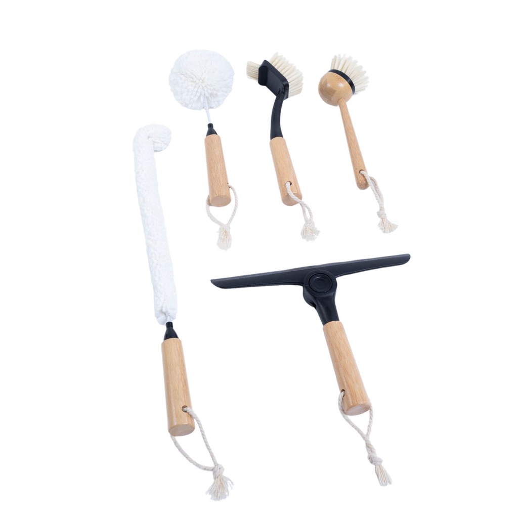 Kit 4 escova de limpeza e rodo de pia preto - Oikos em Oferta na Shopee