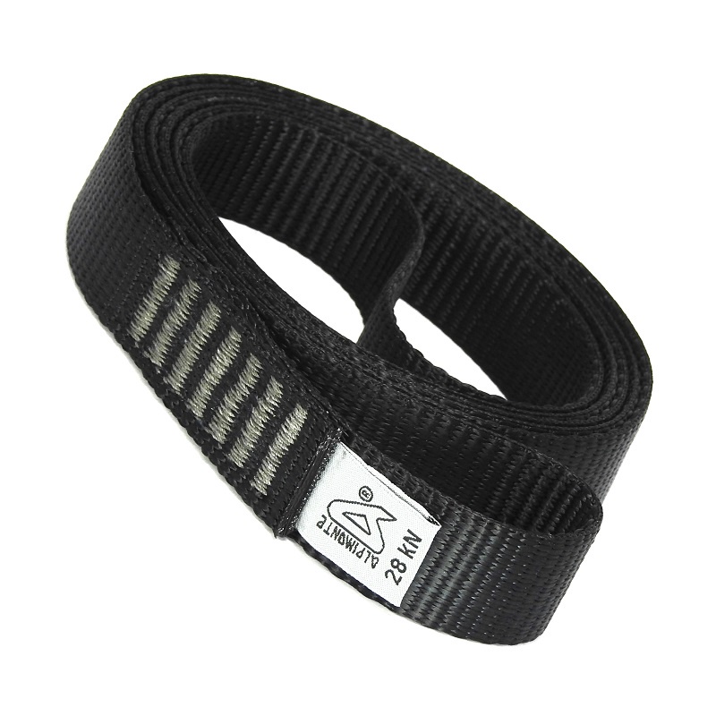 Anel de Fita Plana 40cm 25mm 28kN Preta Ancoragens Altura Rapel Alpimonte